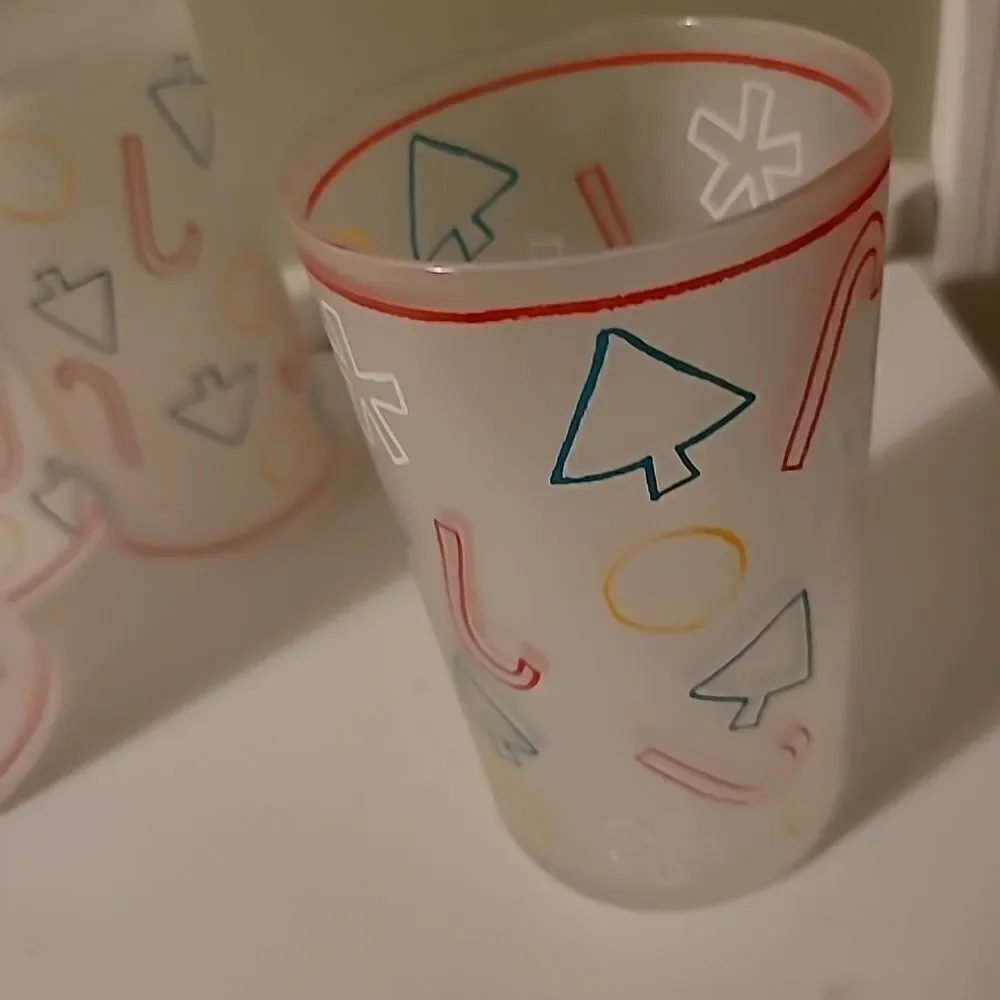 Set of Four Frosted Christmas Glasses